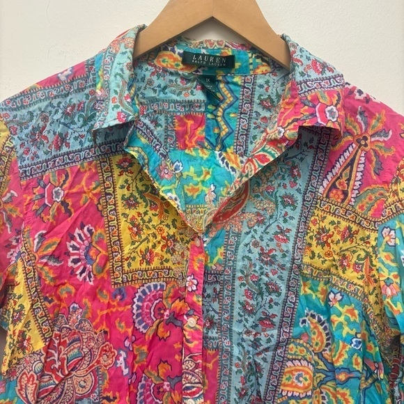 Vintage 90’s Lauren Ralph Lauren Patchwork Button Down Shirt - Picture 5 of 10